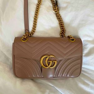 GG Marmont small matelassé in dusty pink